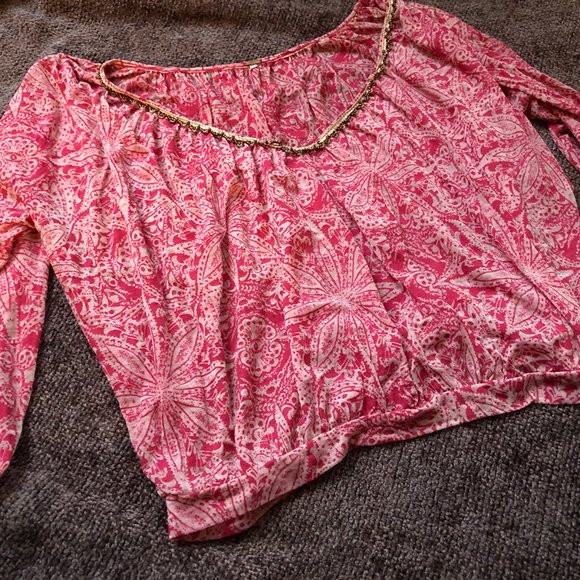 Free People Tops - Free People SAFFRON FIELDS EMBELLISHED TEE CHERRY COMBO